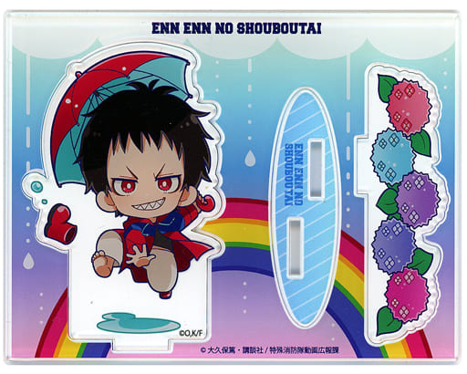 Fire Force Shinra Kusakabe Panel Style Acrylic Stand Rainy Season Princess Cafe Limited Acrylic Stands [USED]