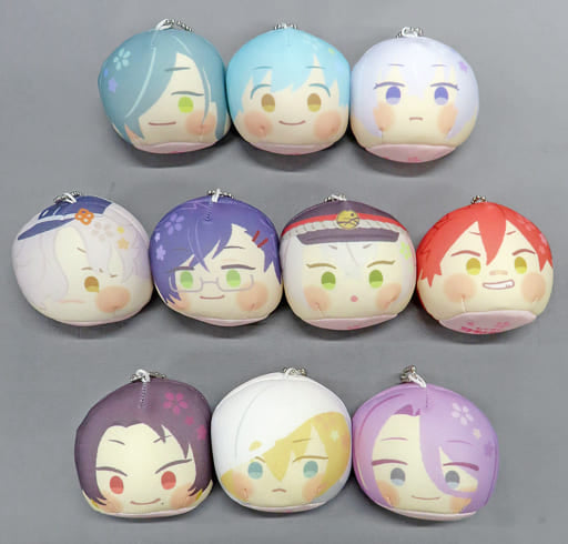Nikkari Aoe, etc. Touken Ranbu Omanjuu Niginigi Mascot Part 1 of 2 All 10 Types Set Key Ring [USED]