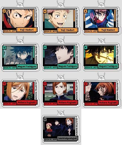 Yuji Itadori, etc. Jujutsu Kaisen Decofla Acrylic Key Chain Vol.2 A box All 10 Types Set Key Chain [USED]