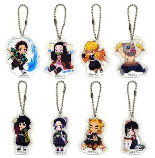 Zenitsu Agatsuma, etc. Demon Slayer: Kimetsu no Yaiba X Lawson Acrylic Key Chain All 8 Types Set Key Ring [USED]