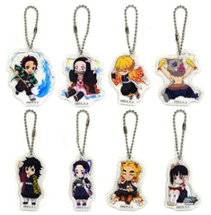 Zenitsu Agatsuma, etc. Demon Slayer: Kimetsu no Yaiba X Lawson Acrylic Key Chain All 8 Types Set Key Ring [USED]