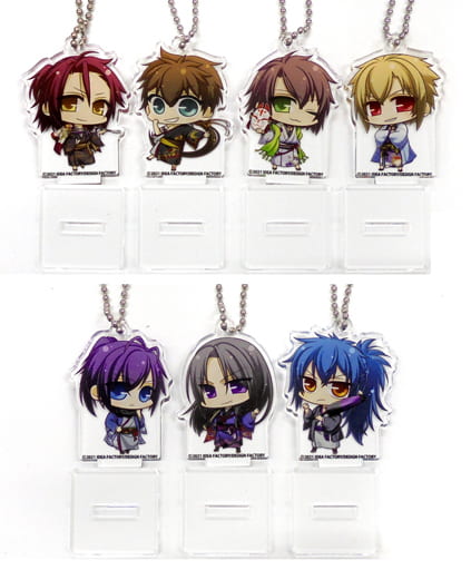 Ryunosuke Ibuki, etc. Japanese Pattern Hakuouki Shinkai: Reimeiroku Newly Drawn Chibi Character Acrylic Stand Key Chain Switch Software Special Stella Set Included Bonus Set of 7 Key Chain [USED]