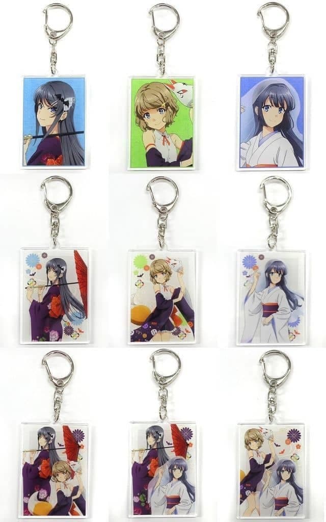 Mai Sakurajima, etc. Rascal Does Not Dream of Bunny Girl Senpai Newly Drawn Illustration Japanese Style Halloween Ver. Trading Acrylic Keychains All 9 Types Set Key Chain [USED]