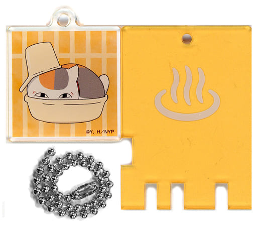 Nyanko-sensei Hot Water Pot Natsume's Book of Friends Trading Public Bath Lock Style Acrylic Key Chain Gokurakuyu Nyanko-sensei to Aki no Gokurakuburo Biyori Limited Key Chain [USED]