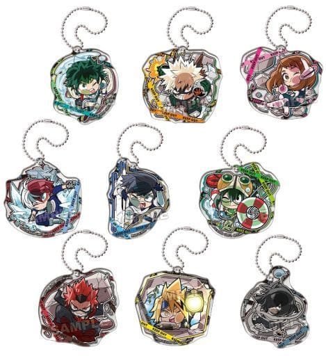 Katsuki Bakugo, etc. My Hero Academia Pita! Deformed Rescue Operation Acrylic Key Chain All 9 Types Set Key Chain [USED]
