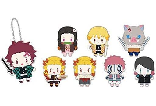 Zenitsu Agatsuma, etc. Demon Slayer: Kimetsu no Yaiba Puppela Finger Mascot Collection Part 4 All 8 Types Set Key Ring [USED]