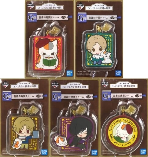 Nyanko-sensei, etc. Natsume's Book of Friends Ichiban Kuji Nyanko-sensei to Dokusho no Jikan Reading Time Charm Prize G All 5 Types Set Charm [USED]