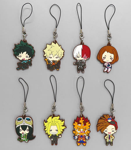 Izuku Midoriya, etc. My Hero Academia: World Heroes' Mission Nitotan Rubber Mascot All 8 Types Set Key Chain [USED]