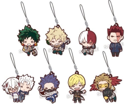 Izuku Midoriya, etc. My Hero Academia Nitotan Episode Rubber Mascot All 8 Types Set Key Chain [USED]