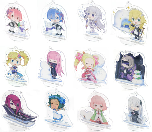 Emilia, etc. Re:ZERO -Starting Life in Another World- Ichiban Kuji Fuyu ni Maiorita Shojotachi Acrylic Stand In the Snow Version Prize F All 12 Types Set Acrylic Stand [USED]