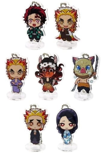 Kyojuro Rengoku, etc. Demon Slayer: Kimetsu no Yaiba Kokomie Acrylic Figure 6th Form All 7 Types Set Key Ring [USED]