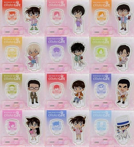 Conan Edogawa, etc. Detective Conan Mini Acrylic Stand Detective Conan Cafe 2022 Exclusive All 12 Types Set Acrylic Stand [USED]