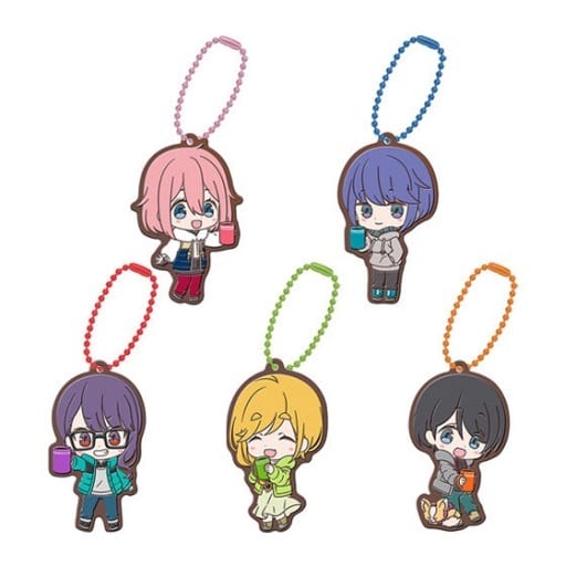Aoi Inuyama, etc. Laid-Back Camp Gashapon Kuji Assort 2 Rubber Mascot Prize B All 5 Types Set Key Chain [USED]
