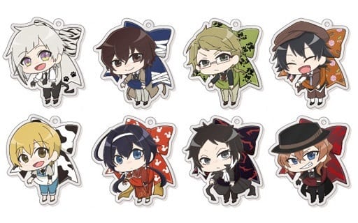 Osamu Dazai, etc. Bungo Stray Dogs Musubarekko Acrylic Keychain All 8 Types Set Key Chain [USED]
