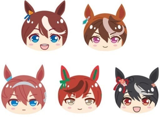 Tokai Teio, etc. Umamusume: Pretty Derby Omanjuu Niginigi Mascot 3 All 5 Types Set Key Ring [USED]