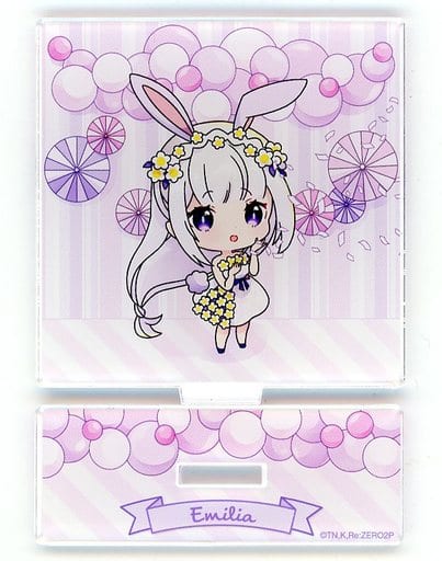 Emilia Re:ZERO -Starting Life in Another World- Kuji Mini! Kemomimi Ver. Mini Acrylic Stand Figure Kujibikido Limited Prize B-2 Acrylic Stand [USED]
