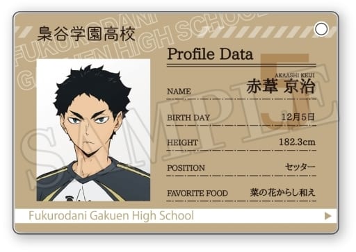 Keiji Akaashi Haikyu!! Profile Card Key Chain Key Chain [USED]