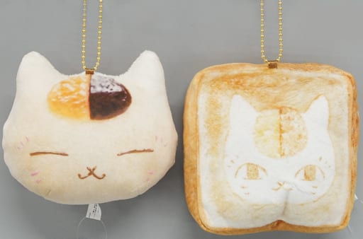 Nyanko-sensei, etc. Natsume's Book of Friends Ichiban Kuji Nyanko-sensei to Yakitate no Pan Bread-Shaped Mascot Plush Toy Prize D All 2 Types Set Mascot [USED]