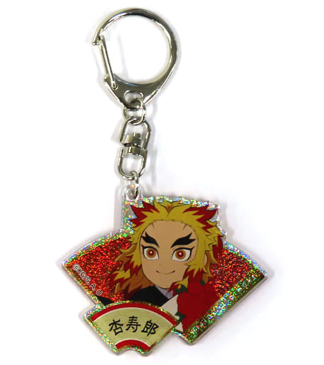 Kyojuro Rengoku Nijigennomori X Demon Slayer: Kimetsu no Yaiba Neon Acrylic Key Chain Fan Shape Key Ring [USED]