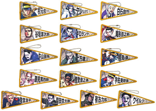 Saichi Sugimoto, etc. Golden Kamuy Mini Pennant Collection Golden Kamuy Exhibition Limited All 16 Types Set Key Chain [USED]