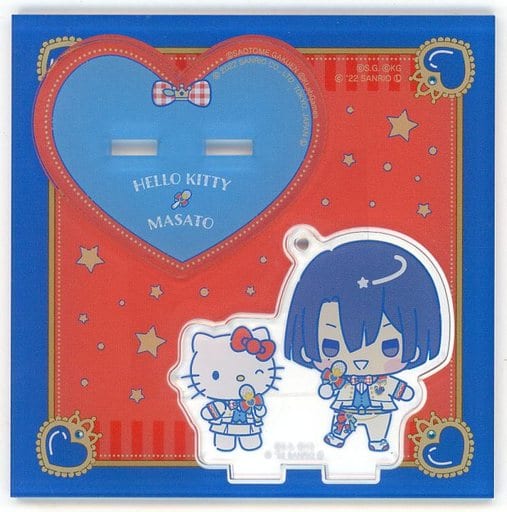 Hello Kitty Masato Hijirikawa Sanrio Characters X Uta No Prince Sama Shining Live Acrylic Keychain With Stand Happy Smiling Stage Chibi Chara Ver. Shining Live Happy Smiling Stage in Sanrio Puroland Limited Key Chain [USED]