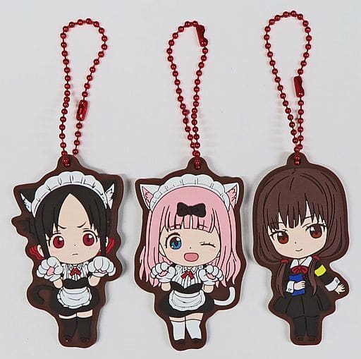Chika Fujiwara, etc. Kaguya-sama: Love is War Ultra Romantic Gashapon Kuji Assort 2 Rubber Mascot Prize B All 3 Types Set Key Chain [USED]
