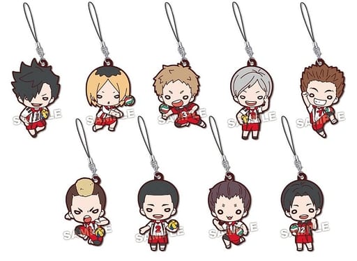 Tetsuro Kuroo, etc. Haikyu!! Nitotan Nekoma High School Second Uniform Rubber Mascot All 9 Types Set Key Chain [USED]