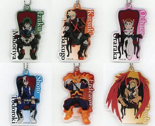 My Hero Academia Izuku Midoriya & Others Trading Acrylic Keychains Sit! Chair! Hero Plaza 2022 Limited All 6 Types Set Keychains [USED]