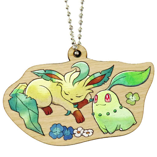 Leafeon Chikorita Pokemon Wooden Keychain Collection Mori's Gift Pokemon Center Limited Key Chain [USED]