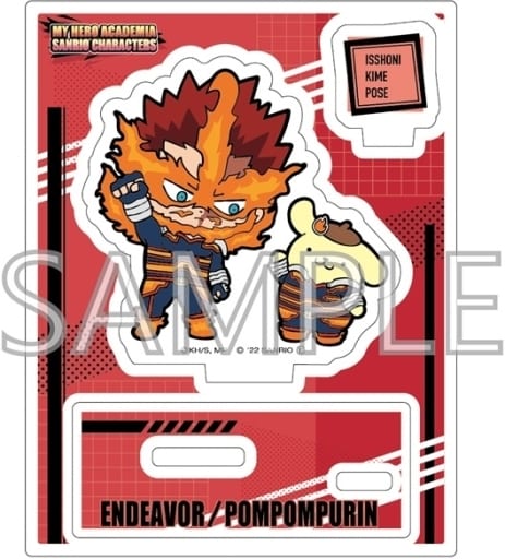 My Hero Academia x Sanrio Characters Endevor Pompompurin Acrylic Stand B Acrylic Stands [USED]