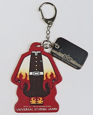 Kyojuro Rengoku No Engraving Demon Slayer: Kimetsu no Yaiba Leather Keychain LimitedUniversal Studios Japan 2022 Limited Key Ring [USED]