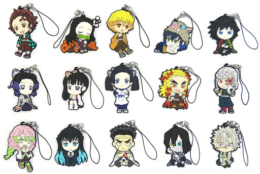 Zenitsu Agatsuma, etc. Hotto Hitoiki Ver.2 Demon Slayer: Kimetsu no Yaiba Ichiban Kuji Demon Slayer's Will 2 Kyun Chara Illustrations Rubber Charm Prize I All 15 Types Set Key Ring [USED]
