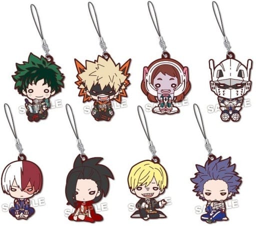 Katsuki Bakugo, etc. My Hero Academia Nitotan Watching The Match Rubber Mascot All 8 Types Set Key Chain [USED]