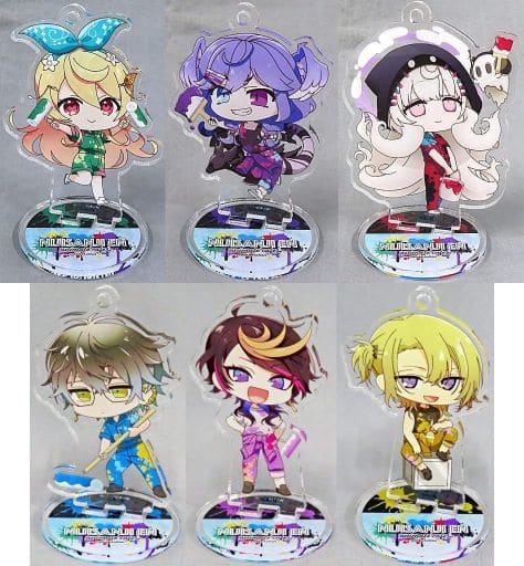 Pomu Rainpuff, etc. VTuber NIJISANJI EN Trading Acrylic Stand Key Chain Graffiti Ver. animate Cafe Limited All 6 Types Set Key Chain [USED]