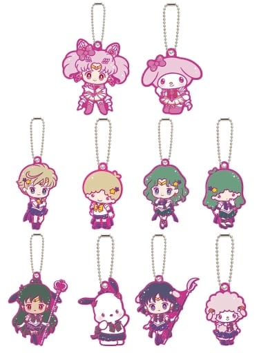Super Sailor Chibi Moon, etc. Sailor Moon Eternal X Sanrio Characters Rubber Mascot 2 All 10 Types Set Key Chain [USED]