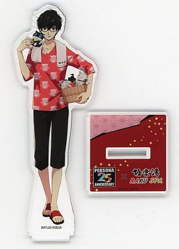 Persona 5 Protagonist Acrylic Stand Persona Series 25th Anniversary Gokurakuyu RAKU SPA Between Reality and Bath Exclusive Acrylic Stands [USED]