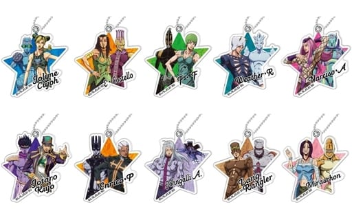 Cujoh Jolyne, etc. JoJo's Bizarre Adventure Part 6: Stone Ocean Purapura Acrylic Keychain All 10 Types Set Key Chain [USED]