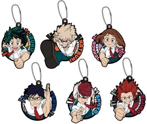 My Hero Academia Izuku Midoriya & Others Rubber Mascot Dash Ver. All 6 Types Set Keychains [USED]