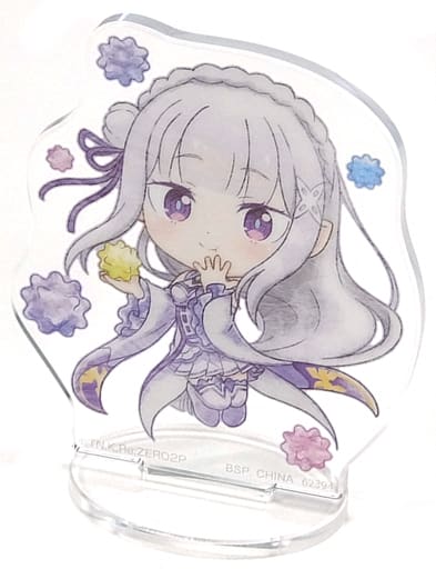 Emilia Re:ZERO -Starting Life in Another World- Ichiban Kuji Mildly Sweet Happy Life! Acrylic Stand Kyun Chara Illustrations Prize E Acrylic Stand [USED]