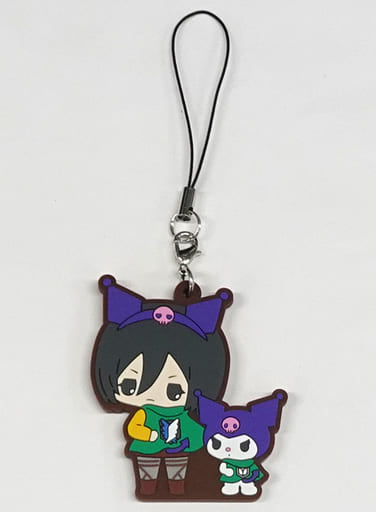 Mikasa Ackerman Kuromi Attack on Titan X Sanrio Characters Trading Rubber Strap Key Chain [USED]