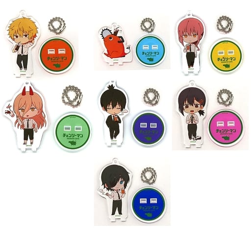 Chainsaw Man Denji & Others Trading Acrylic Stand Keychain animate cafe Limited All 7 Types Set Keychains [USED]