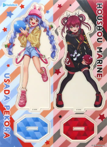 Houshou Marine Usada Pekora VTuber Hololive Acrylic Stand Set Collab Ver. Round One Collaboration Campaign Exclusive Acrylic Stands [USED]
