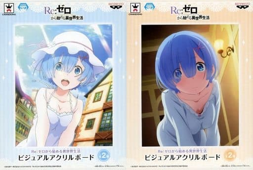 Rem Re:ZERO -Starting Life in Another World- Visual Acrylic Board All 2 Types Set Acrylic Stand [USED][Pre-Order]