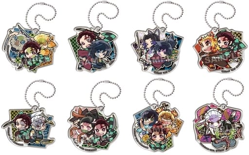 Tanjiro Kamado, etc. Demon Slayer: Kimetsu no Yaiba Pita! Deformed Acrylic Key Chain Solidarity All 8 Types Set Key Ring [USED]