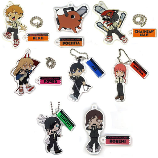 Chainsaw Man Denji & Others Trading Acrylic Keychains Original Mini Character POP UP Shop at Sunshine City ALTA Limited All 8 Types Set Keychains [USED]
