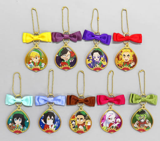 Kyojuro Rengoku, etc. Demon Slayer: Kimetsu no Yaiba Random Acrylic Ornament Charm B Ufotable Cafe x Machi Asobi Cafe Christmas Event 2022 Limited All 9 Types Set Charm [USED]