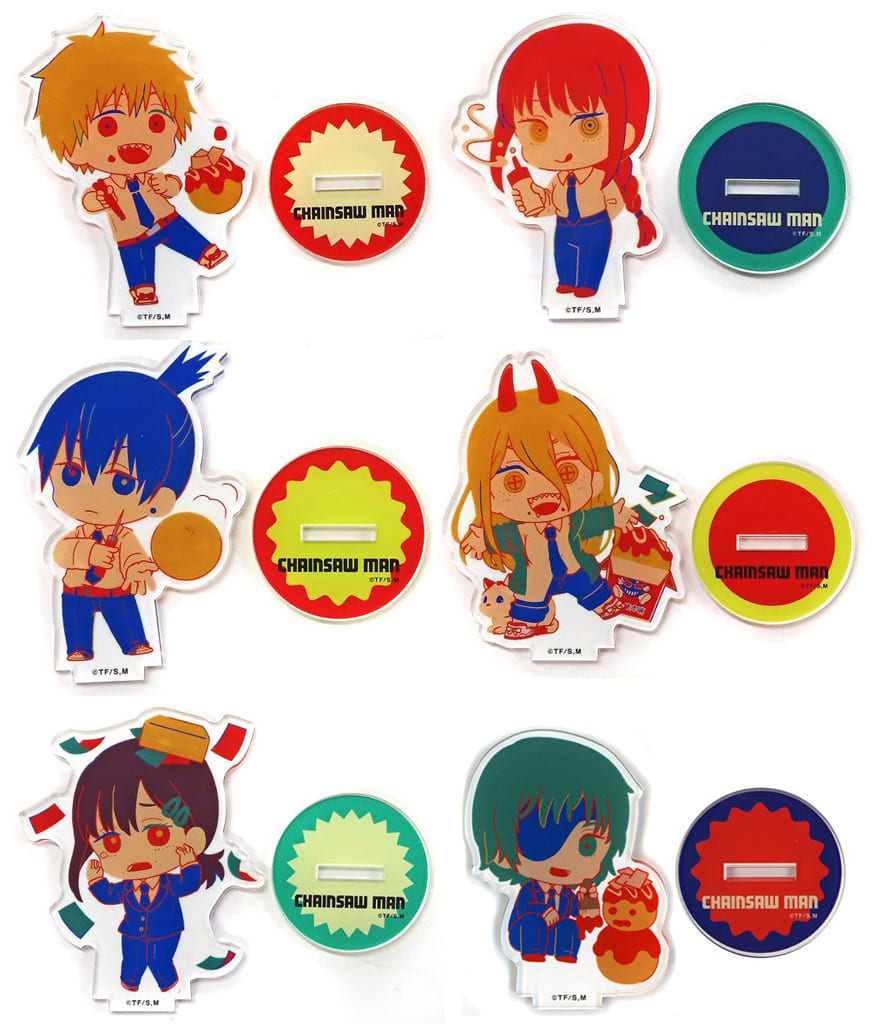 Chainsaw Man Denji & Others Trading Acrylic Keychain Bakudanyaki Honpo First Edition All 6 Types Set Acrylic Stands [USED]