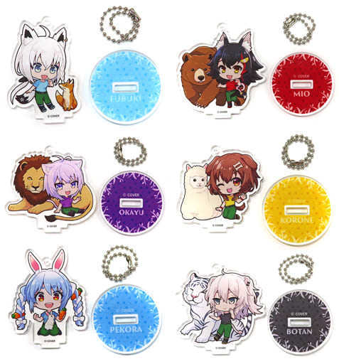 Shirakami Fubuki, etc. VTuber Hololive Trading Acrylic Keychain Mini Character Ver. Tobu Zoological Park Limited All 6 Types Set Acrylic Stands [USED]