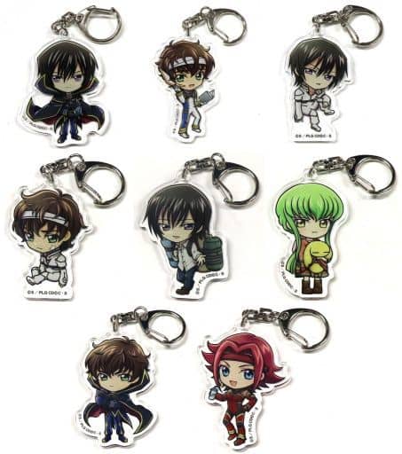Lelouch Lamperouge, etc. Code Geass Series Mini Chara Collection Acrylic Keychain Don Quijote Limited All 8 Types Set Key Chain [USED]