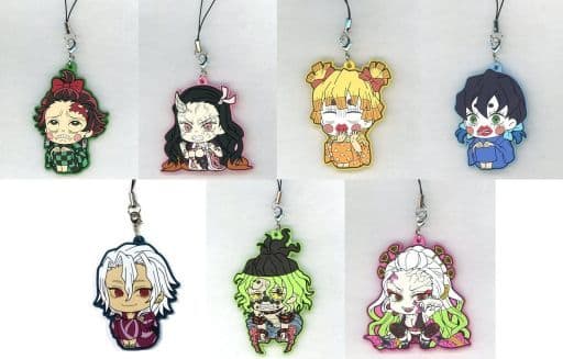 Nezuko Kamado, etc. Demon Slayer: Kimetsu no Yaiba Entertainment District Arc Rubber Strap Collection Vivimus All 7 Types Set Key Ring [USED]